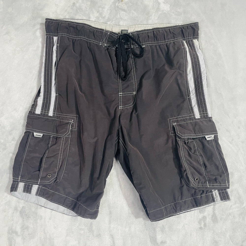 Arizona Jean Co. Swim Trunks Mens Large Gray Excellent Cargo Board Shorts